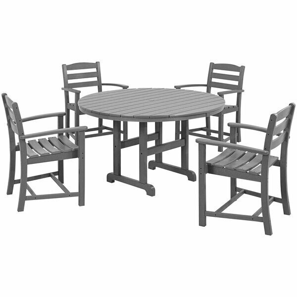 Polywood La Casa Cafe 5-Piece Slate Grey Dining Set with 4 Arm Chairs 633PWS1321GY